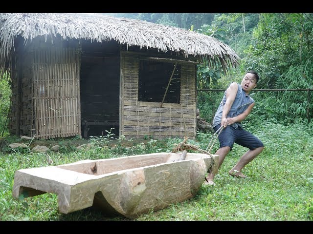 Primitive Skills: How to Harvest Rice? part2: wooden trough (lesung)