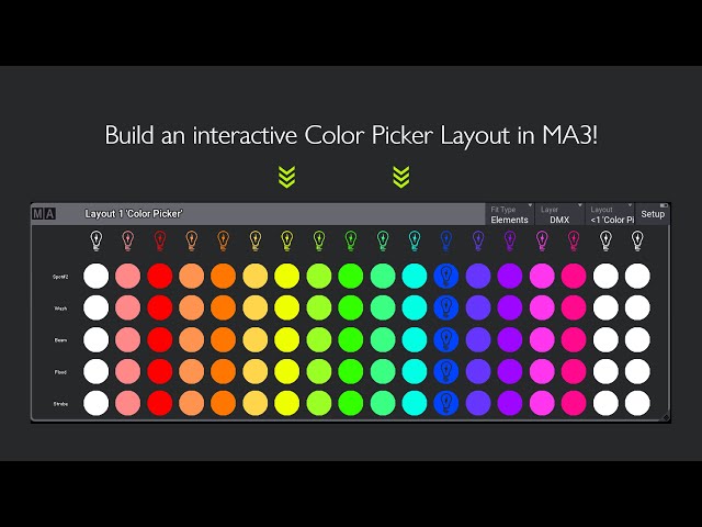 Build an interactive COLOR PICKER for grandMA3 in less than 3 min (layout view)
