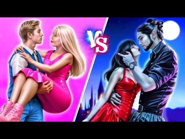 Day Barbie vs Night Vampire! One Colored Makeover Challenge!