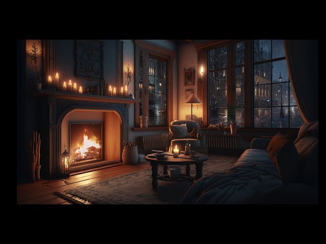 ASMR Evening Relaxation: Rain, Fireplace, and Candlelight. 4K #ASMR #relaxation  #4K