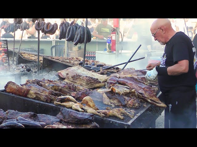 Uruguay Street Food. Beastly Grills Loaded with Juicy Meat. Fuengirola International Fair, Spain