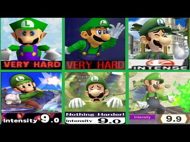 All Super Smash Bros. Classic Modes (64 to Ultimate) with Luigi (Hardest Difficulty)