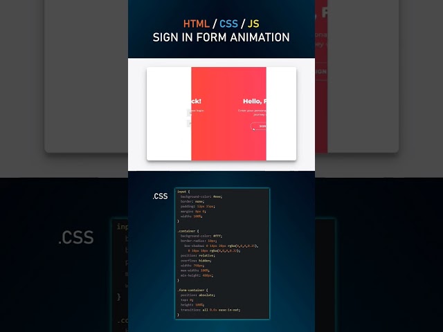 signup form animation in html css and js #html #css #js #webdeveloper #viral #shorts