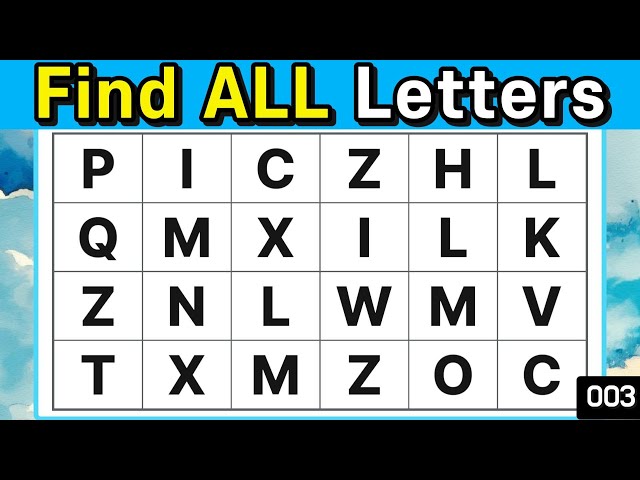 🔎Find letters #003 Find 3 letters used 3 times. [Quiz for Seniors,concentration,memory]