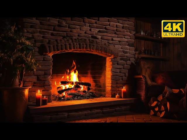 Fireplace with Crackling Fire Sounds 4K 🔥 Relax and Sleep ASMR