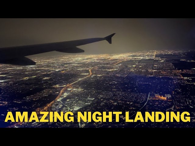 Landing at night is magical in an Airbus A321