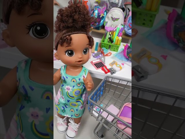 Baby alive doll goes shopping for back to school #babyalive #shorts