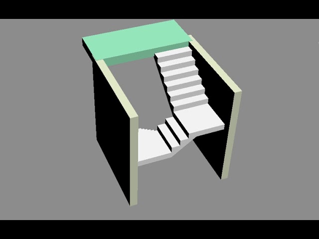 448 - 001 3D модель лестницы с двумя площадками