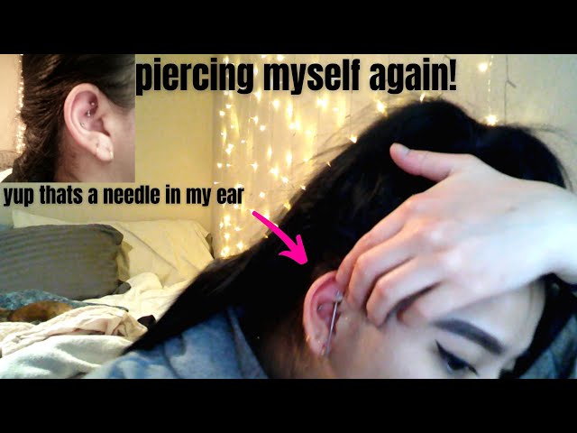 piercing my own rook AT HOME DURING QUARANTINE!!!!!!!!!!