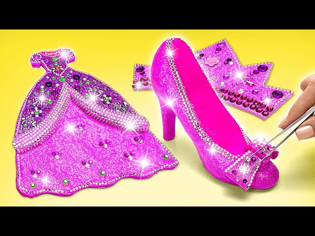 Let's Craft Glittery Outfit for Princess 👑 Cute Doll DIYs