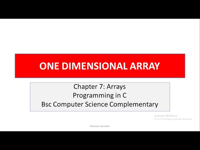 One Dimensional Array| Declaration| Programming in C| Lecture 73