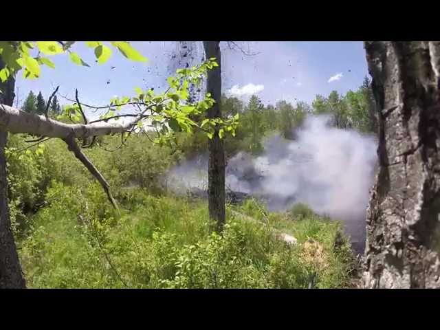 Blowing up a beaver dam -  big explosion