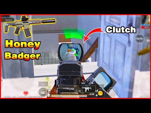 Honey Badger's power | Clutch 1 vs 4  PUBG Mobile
