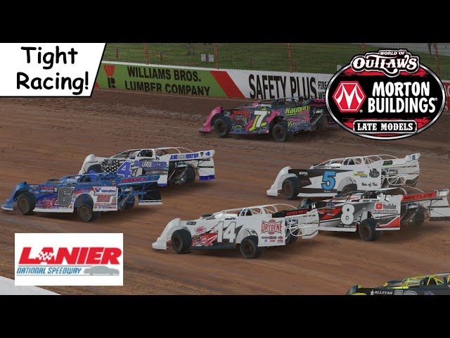 iRacing - Dirt Lanier - World of Outlaw Super Late Models - Tight Racing!