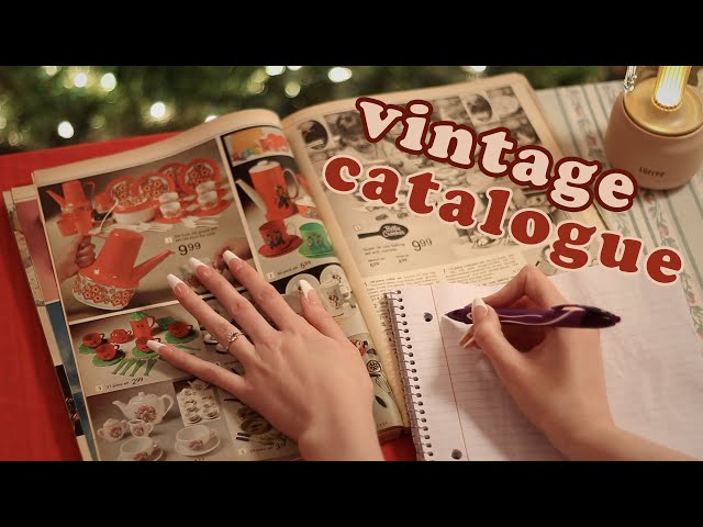 ASMR Vintage Catalogue Flip Through - (page turning and crinkle notebook, whisper)