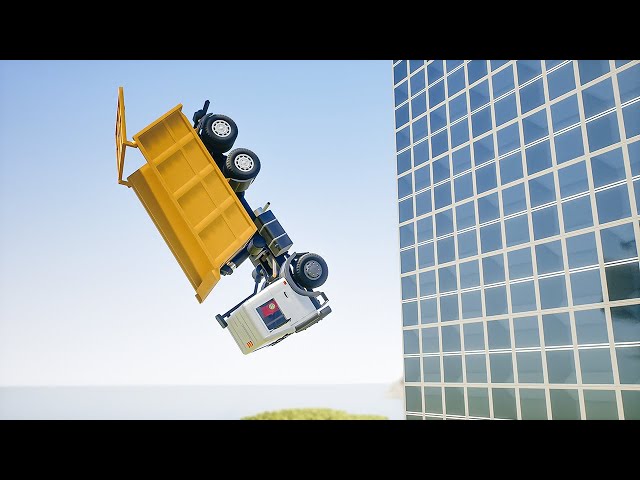 Lego Cars Falls Off Building #14 | Brick Rigs