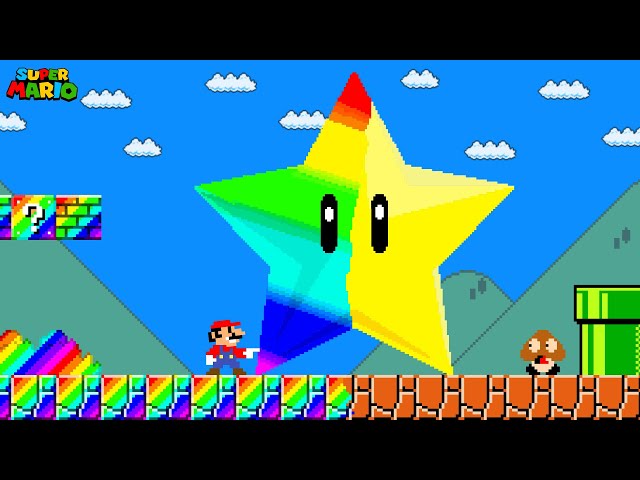 Super Mario Bros. but Everything Mario touch turns to Rainbow