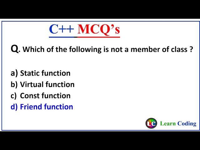 Part-4 C++ MCQ's | 20+ mcq questions and answers of c++ | C++ mcq questions with answers