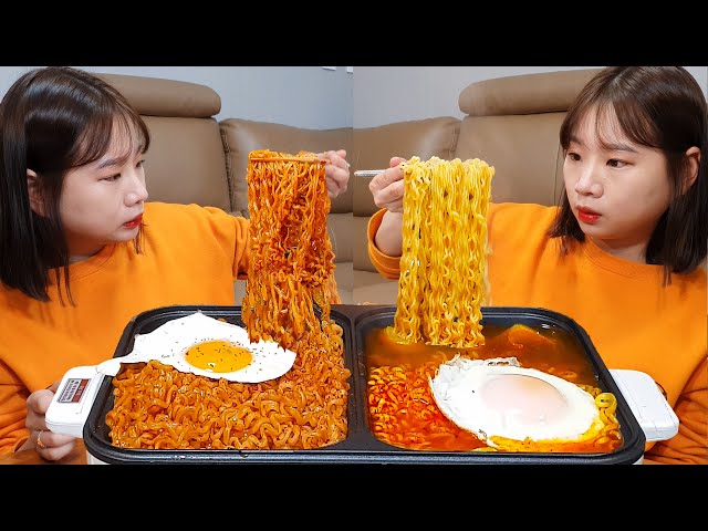 [REAL MUKBANG] How Koreans Bully their Stomachs 🔥 (SPICY FIRE NOODLE) REAL SOUND EATING SHOW ASMR