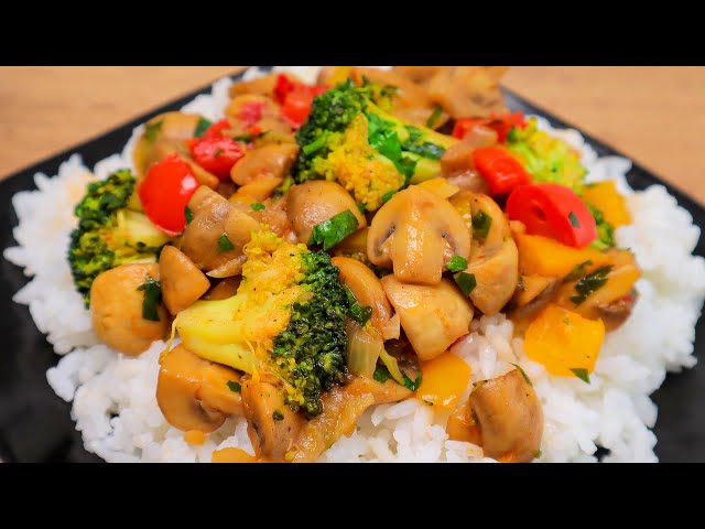 Unbelievable, how delicious! This rice with vegetables and mushrooms is better than meat! Broccoli