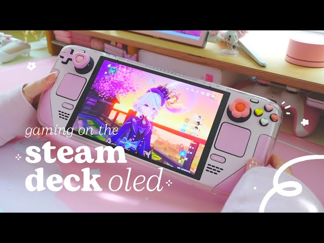 ✨ cozy pc gaming on the pretty (glossy) OLED steam deck | ft. genshin on steam os + setup options ✿