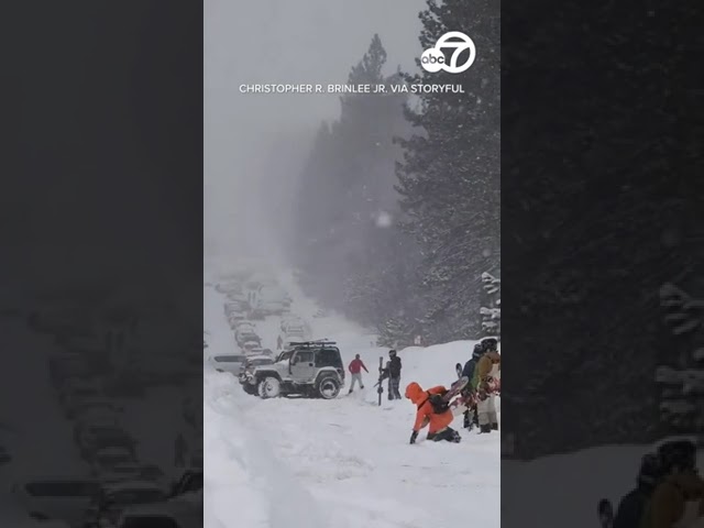 Jeep crashes into other cars while sliding down snowy Tahoe road