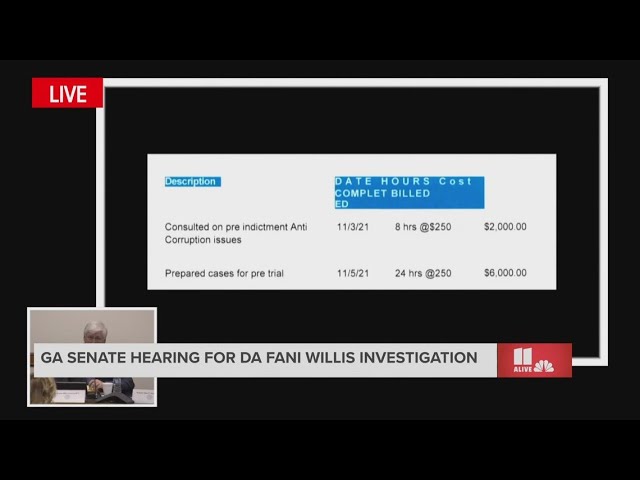 Georgia Senate hearing looks at billing allegedly approved by DA Fani Willis from special prosecutor