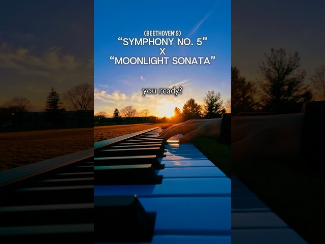 Beethoven’s “MOONLIGHT” X “SYMPHONY 5” .. 👀😱 #piano #mashup #public #music #sunset #travel #2024