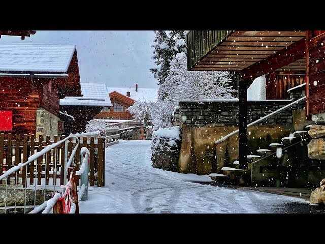 Snowy walking tour in A beautiful German village 4K - snowfall in charming countryside, Germany