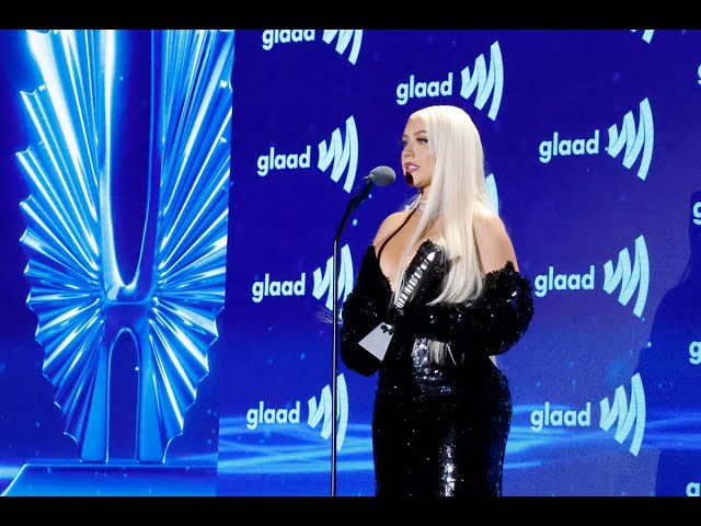Christina Aguilera receives the Advocate for Change Award at the 34th annual GLAAD Media Awards