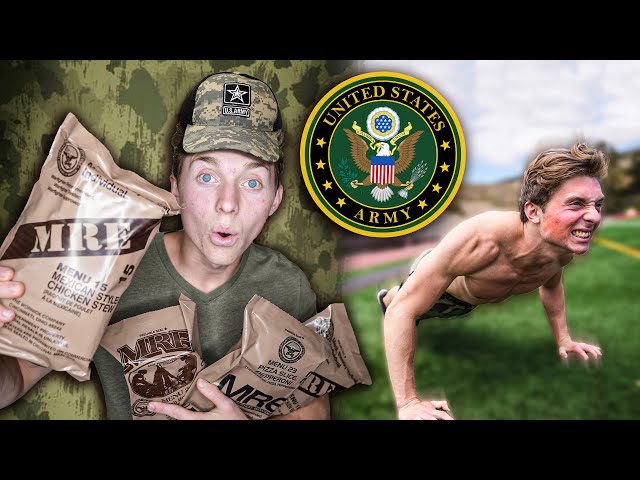 Eating ONLY Military Food For 24 Hours + Trying US Army Fitness Test **INTENSE**
