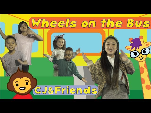 Wheels On The Bus Nursery Song | Dance-a-long with Lyrics | CJ and Friends