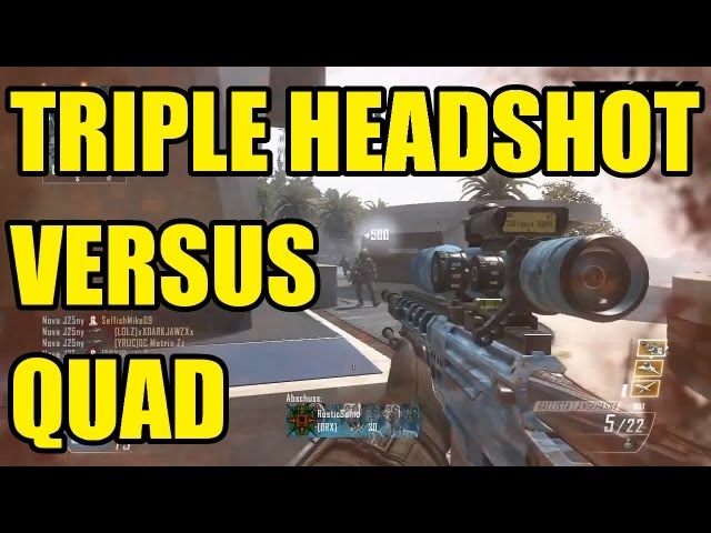 Black ops 2 : Triple headshot VS Quad + 5 in 1 sniper bullet !!!