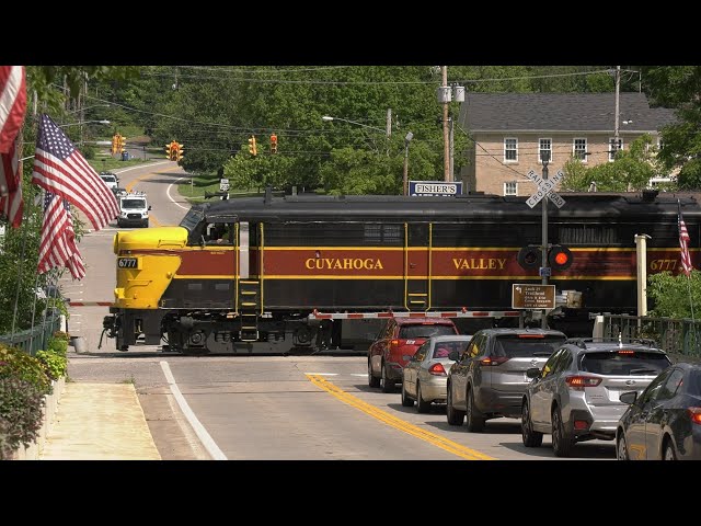 ALCO FPA 4 locomotives pull vintage passenger train CVSR 6771 Cuyahoga Valley Scenic Railroad