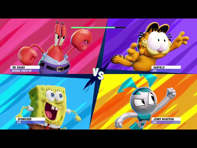 Mr. Krabs Vs SpongeBob Vs Jenny Wakeman Vs Garfield|Nickelodeon All-Star Brawl 2