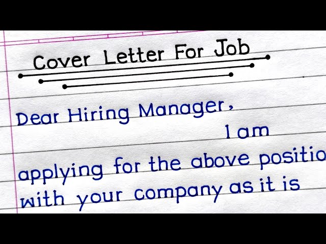 How To Write A Cover Letter For A Job Application | Cover Letter For Job Application |