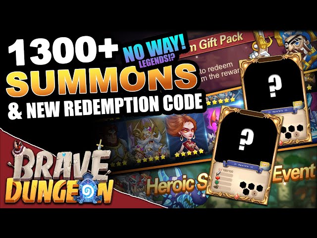 1300+ Summons **Redemption Code** - Brave Dungeon: Roguelite IDLE RPG