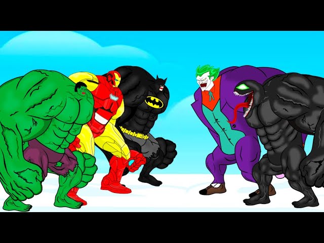 Evolution of HULK, IRON-MAN, BATMAN Vs Evolution of JOKER, VENOM : Who Is The King Of Super Heroes ?