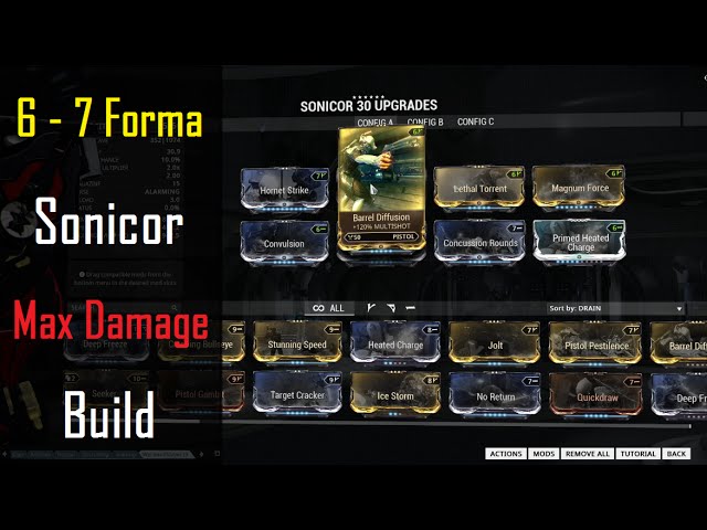 Warframe Weapon Builds - Max Damage Sonicor Build (6-7 Forma)