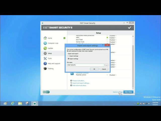 How to import and export ESET Smart Security 6 settings