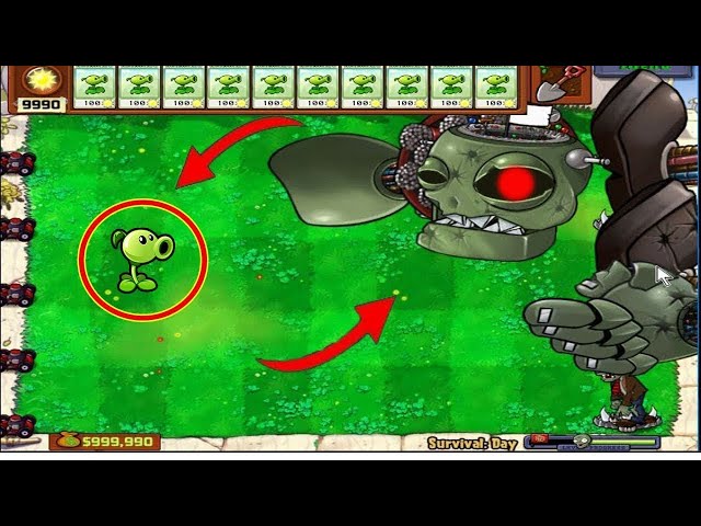 Plants vs Zombies  | 1 Peashooter vs 1 Dr Zomboss vs 9999 Zombies (FAIL)