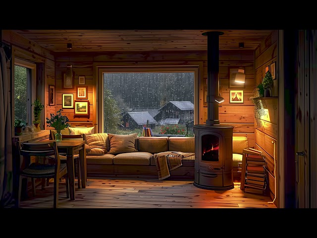 Fireplace Rain Sounds | Serene Ambiance for Sleep and Relaxation | Cozy Atmosphere