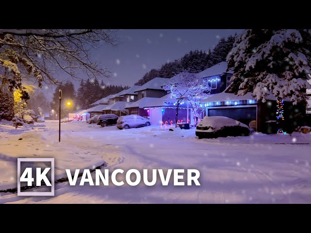 【4K】Snowy Walk in East Vancouver |White Christmas| Canada Winter Snow Walk and Snow Footsteps Sound