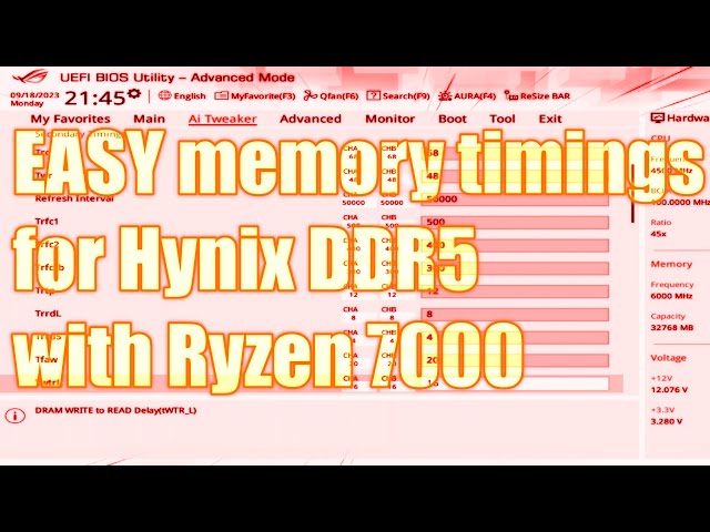 Easy memory timings for Hynix DDR5 with Ryzen 7000