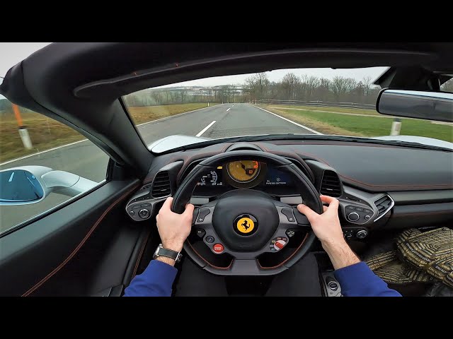 POV Ferrari 458 Spider - LOUD Onboard, Acceleration & Downshift Sound!