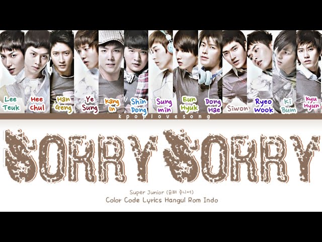 Super Junior (슈퍼 주니어) Sorry Sorry (쏘리 쏘리) Color Code Lyrics Hangul Rom INDO TRANS