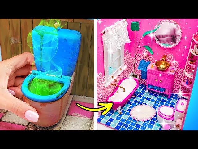 Doll Bathroom Makeover! How to Make Barbie Dream House