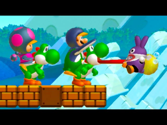 New Super Mario Bros. U Deluxe – 3 Players Walkthrough Co-Op Full Game (All Star Coins)