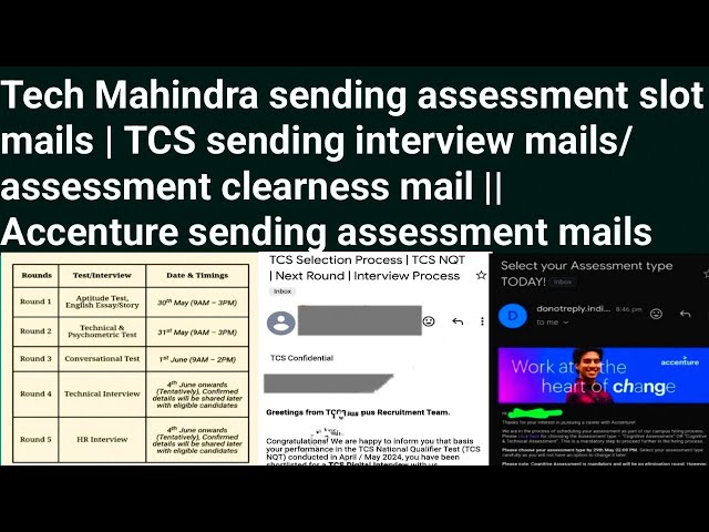 Tech-mahindra sending interview mails | TCS sending selection mails | Accenture sending assessment