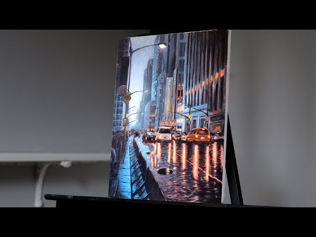 Rainy City Painting with Acrylics | Painting with Ryan
